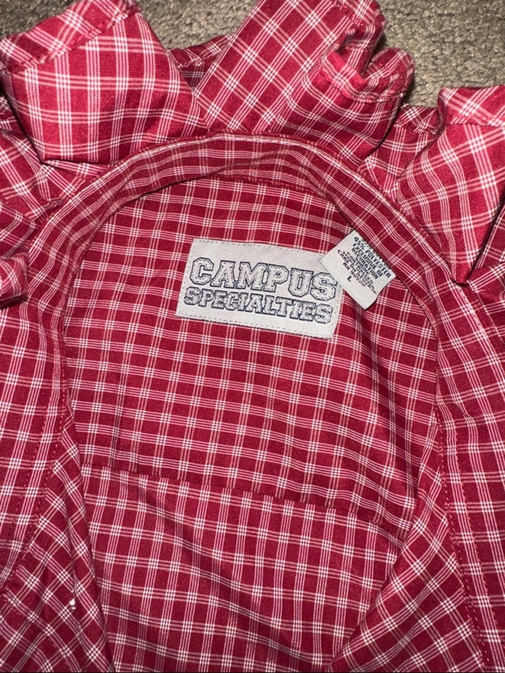 Re-worked Alabama crimson Gingham Ruffled Collar ladies shirt - Picture 4 of 6
